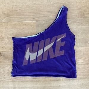 Undone - One Of A Kind One Shoulder Nike Crop Top in Purple